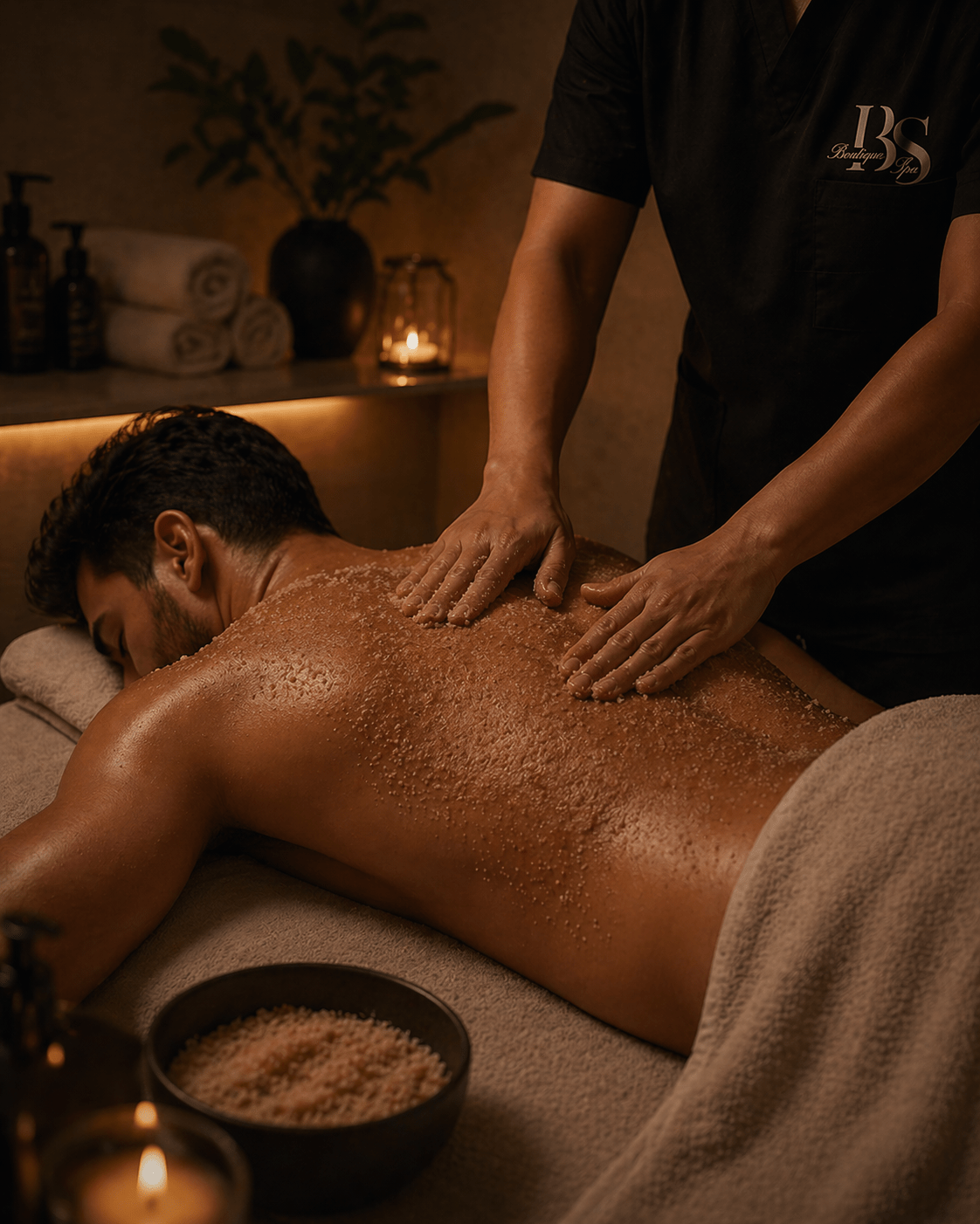 Men’s body scrub treatment at Boutique Spa Abu Dhabi